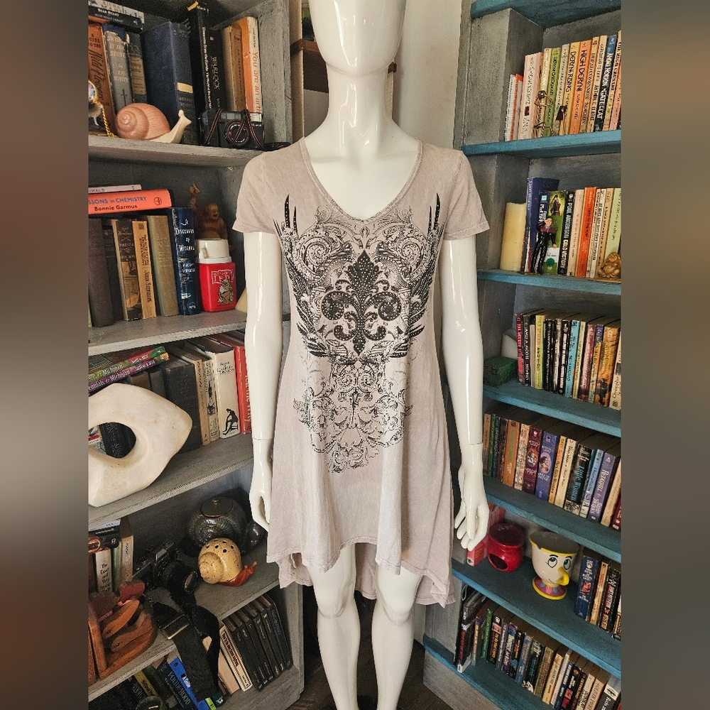 Y2k Vocal Embellished Rhinestone T-shirt Dress Small